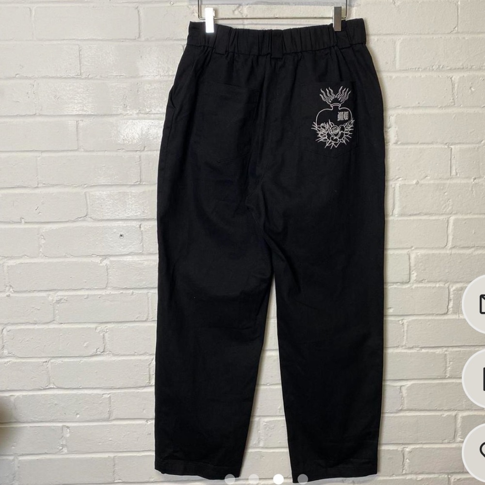 Mary wyatt London regan o ring trousers with flaming heart